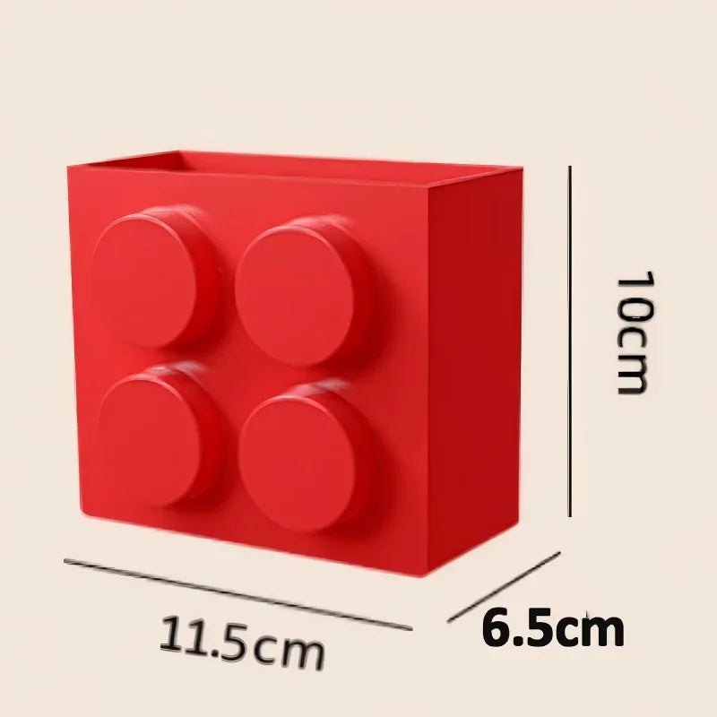 A red magnetic wall-mounted kitchen storage rack with a narrow edge shown from the side.