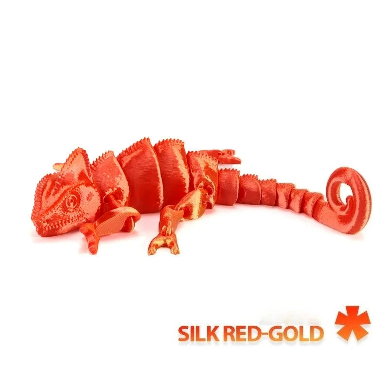Silk red-gold articulated dragon lizard figurine