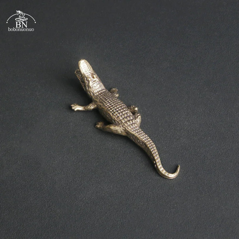 Handcrafted Copper Crocodile Incense Burner Figurine