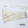 A bundle of white latex strip balloons and a white balloon nozzle.