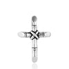 A silver stainless steel cross necklace pendant with a braided design.