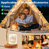 Elegant gold candle warmer lamp with timer and adjustable height shown in various home scenarios.