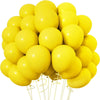 A bunch of bright yellow latex balloons tied together for a party or event.