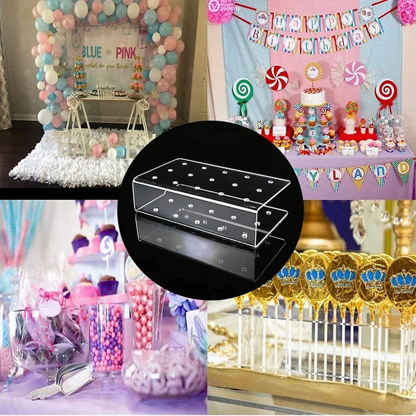 Clear acrylic display stand for 15 cake lollipops and candies.