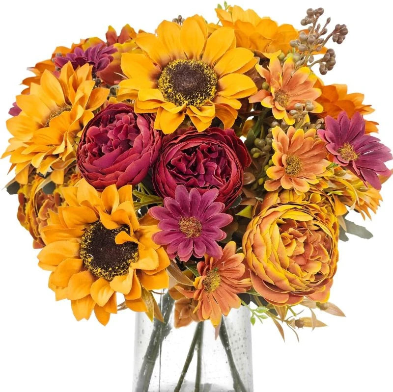 Silk Sunflower Wreath Bouquet for Home & Wedding Décor