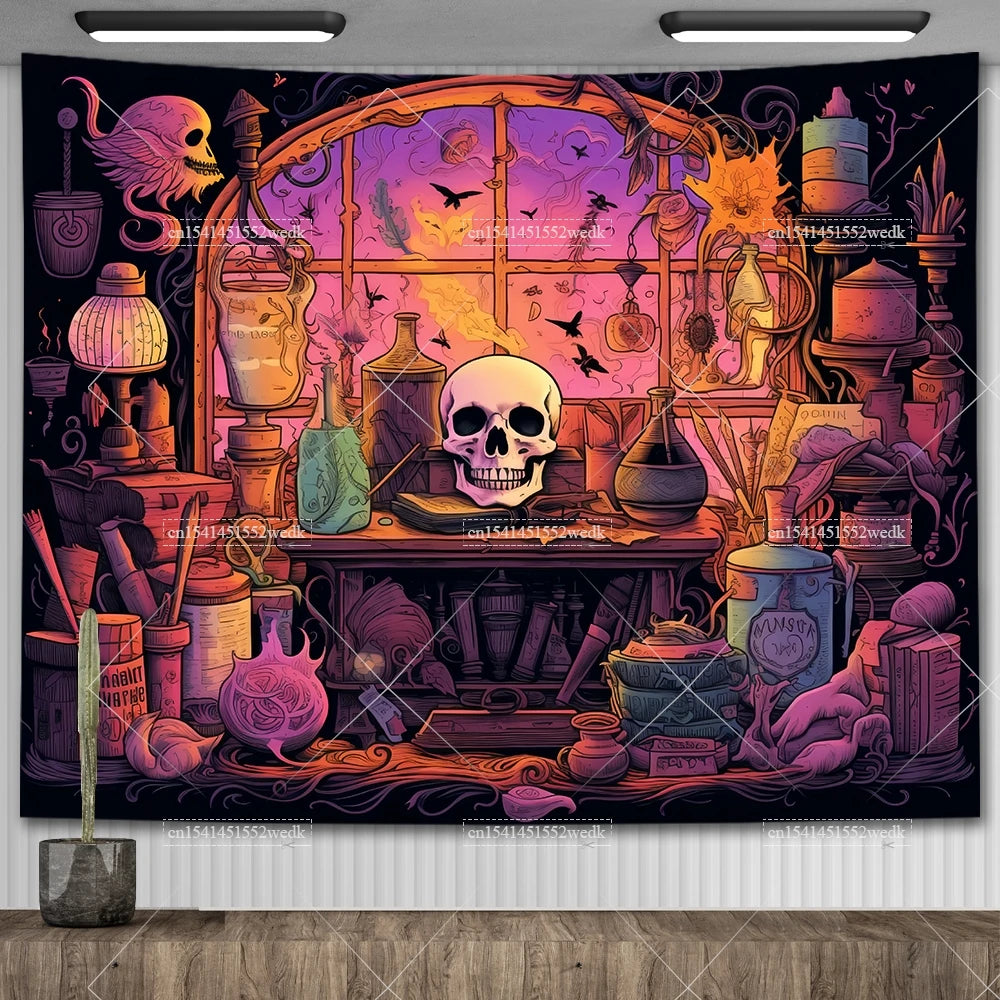 Enchanted Library Staircase Tapestry Wall Hanging