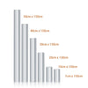 A set of transparent PVC furniture protector film rolls in various heights, measuring 50cm down to 7cm, all 150cm long.