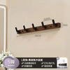 Walnut wood coat rack with 8 hooks and storage shelf mounted on a wall