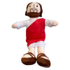 A plush doll set depicting Jesus and Mary with brown hair, a beard, and red and white clothing.