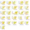 A set of gold 3D acrylic letter wall stickers in various sizes and styles from A to Z.