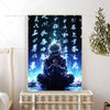 Anime wall poster featuring Gojo Satoru with glowing blue energy and dark background