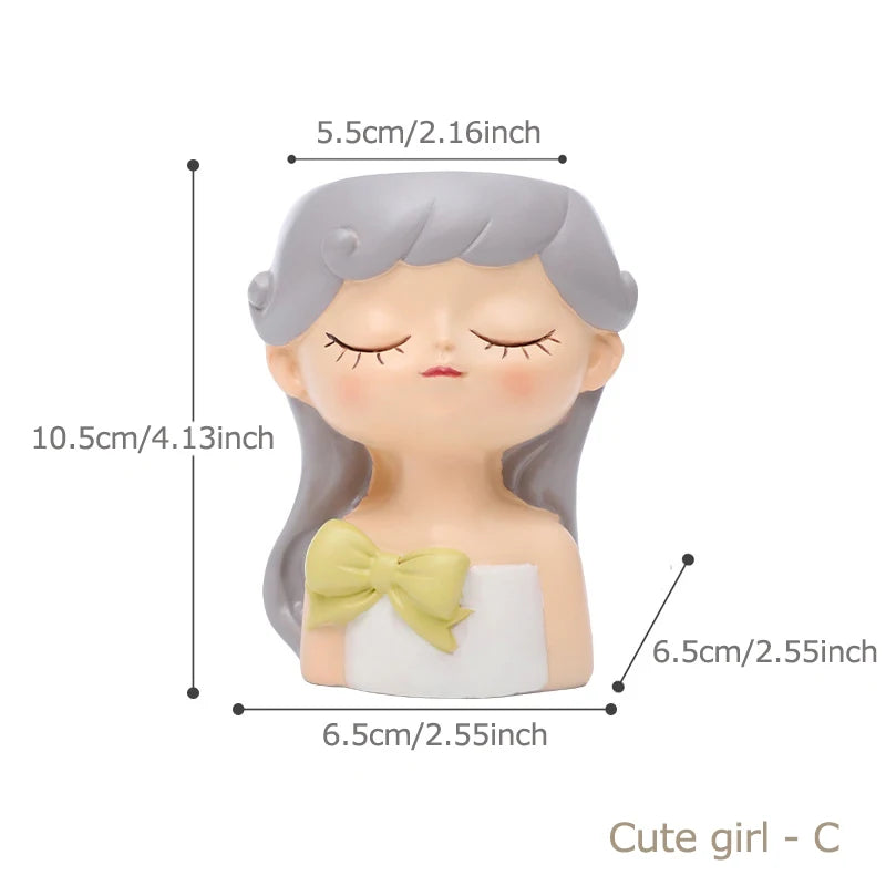 Resin Cartoon Girl Flower Planter