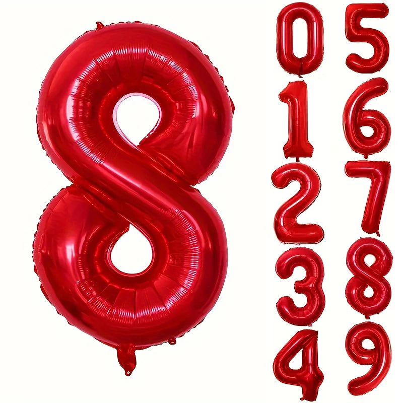 Large Red Number Foil Balloon for Birthday and Anniversary Decor