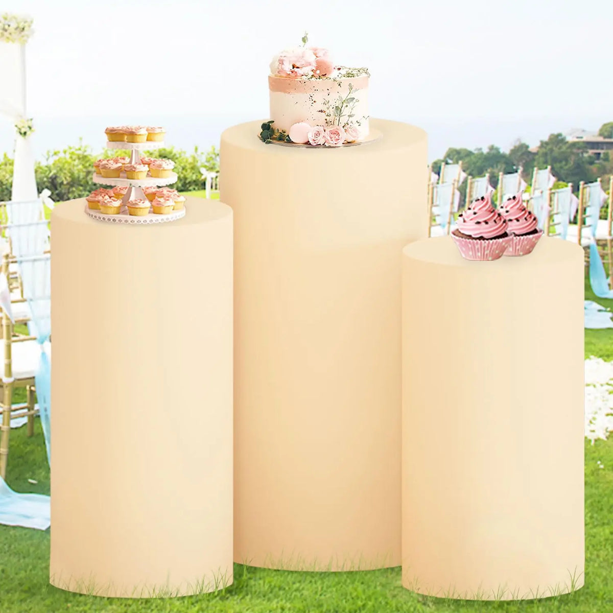 Spandex Cylinder Stand Covers for Weddings and Events