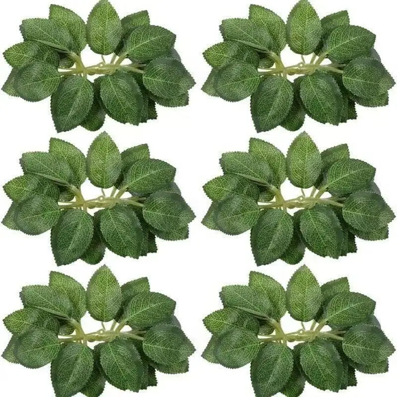 Green artificial foam rose decorations in various clusters.
