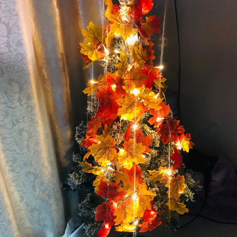 Maple Leaf & Pumpkin LED Light String for Autumn Decor