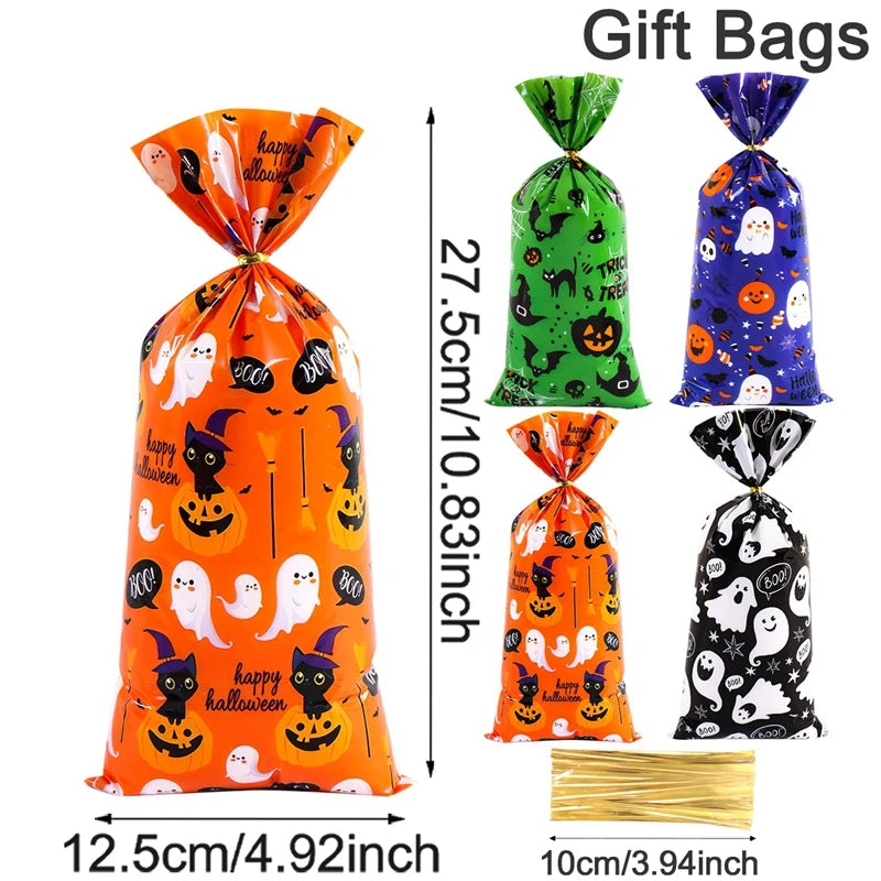 Halloween Pumpkin Candy Bags for Trick-or-Treat Party Favors