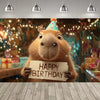 Cute Capybara Cartoon Birthday Party Backdrop