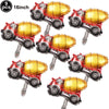 Nine red construction truck foil balloons with yellow headlights for party decor