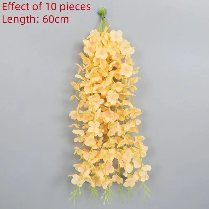 A long, yellow artificial wisteria flower garland measuring 60cm.