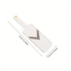 White manual cabbage shredder with stainless steel blades shown from the side.
