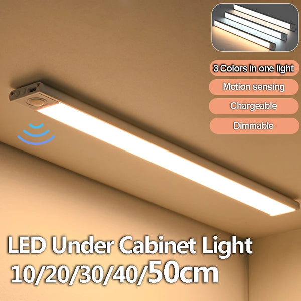 LED under cabinet light bar with motion sensing and dimmable features