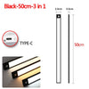 Black 50cm 3-in-1 under cabinet light with a rechargeable battery and Type-C connection.