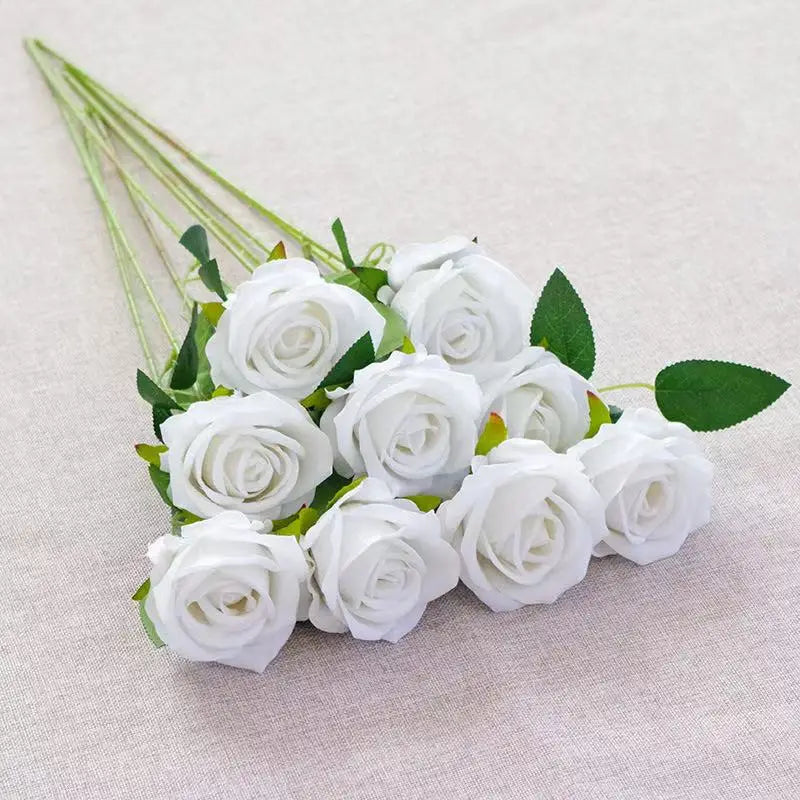 Realistic Velvet Artificial Roses – 20" Stems for Weddings & Home Décor