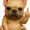 A small, tan resin statue of a French Bulldog puppy sitting and posing.