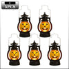 Five DIY Halloween pumpkin lanterns with LED projection effects displayed against a white background.