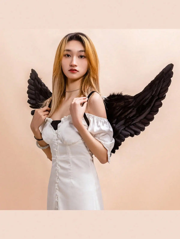 Adult White Angel Feather Wings Costume Prop with Adjustable Straps