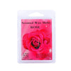 A package of scented rose wax melts in a clear plastic pouch.