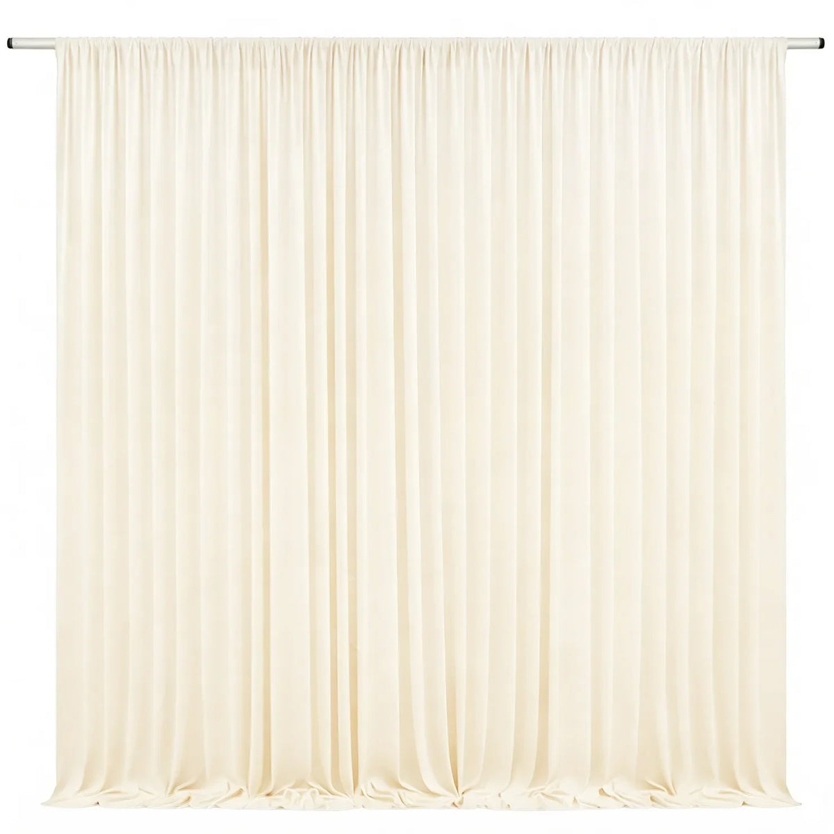 Cream pleated drapery backdrop used as an elegant wrinkle-free fabric for weddings and parties