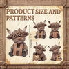 A set of rustic wooden Highland cow figures and letters H, M, and E for decorative purposes.
