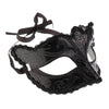 Black elegant lace half-face mask with a ribbon tied at the back