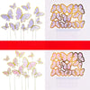 Set of elegant paper butterfly cake toppers in purple and gold colors.
