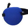 A royal blue adjustable 3D single eye patch with black elastic straps.