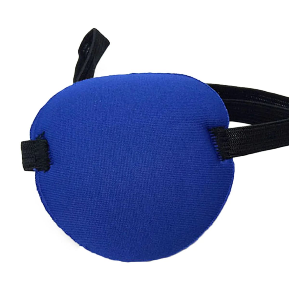 A royal blue adjustable 3D single eye patch with black elastic straps.