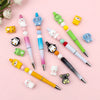 A collection of colorful 3D silicone plant beads and pens used for jewelry making and DIY crafts.