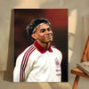 A portrait of Lamine Yamal in a white and red soccer jersey, displayed as modern wall art.