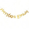 Gold glitter banner spelling out Happy 60th Birthday