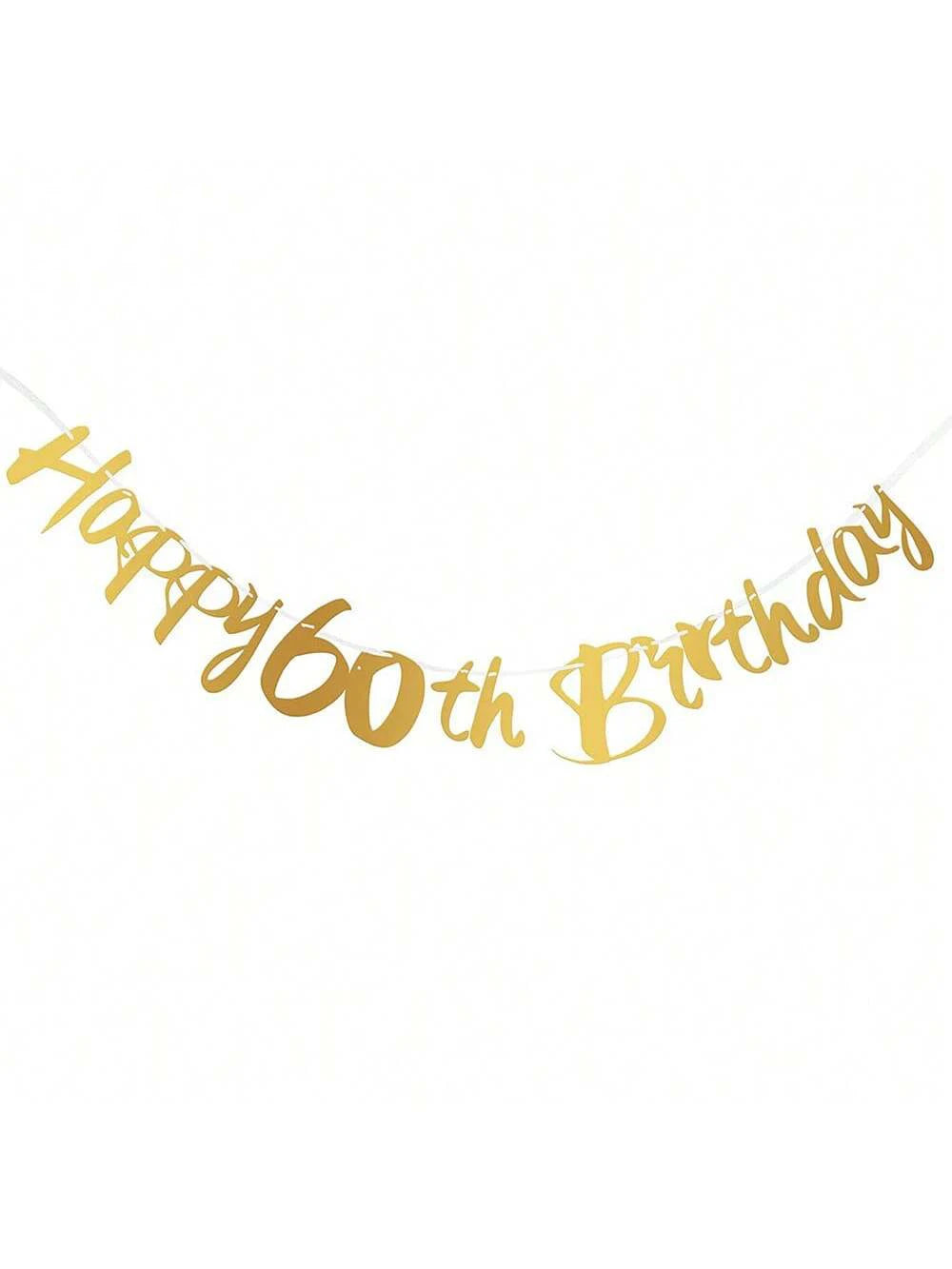 Gold glitter banner spelling out Happy 60th Birthday