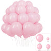 A bunch of pastel pink balloons in various sizes including 5 inch, 10 inch, and 18 inch options.