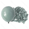 A bunch of light sage green latex balloons is shown next to a single pale gray balloon.