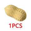 A light yellow, peanut-shaped stress ball with a textured surface.