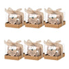 Set of six handcrafted wooden tealight candle holders with natural twine bows for wedding favors and gifts