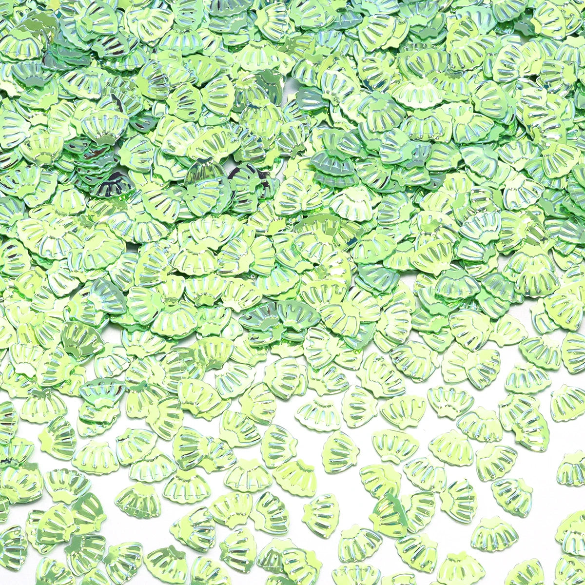 Green sea shell PVC sequins used for nail art and craft decoration