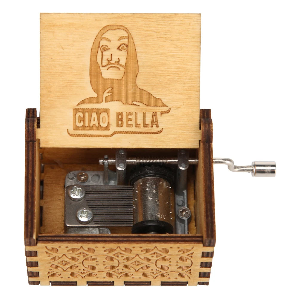 Retro Hand-Cranked Wooden Music Box