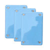 Three light blue plastic photo clips with metal fasteners for interior decor