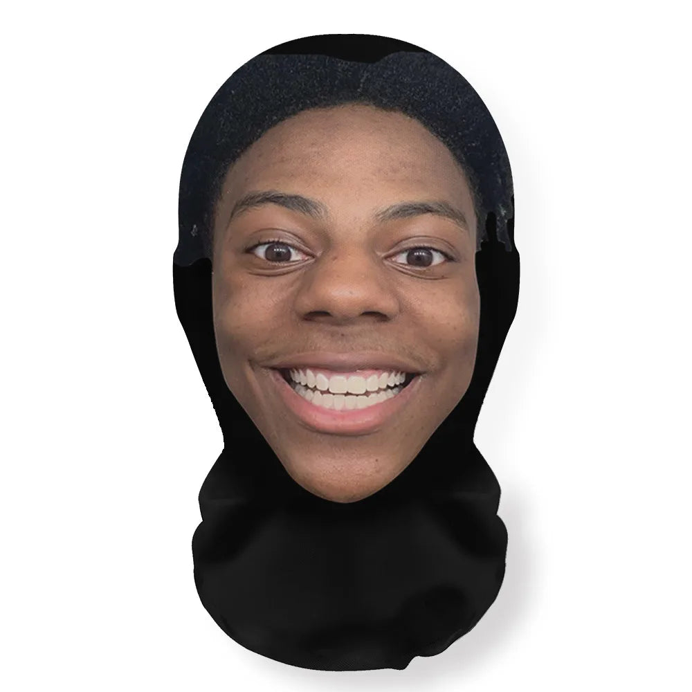 A realistic 3D printed horror balaclava mask worn by a person.